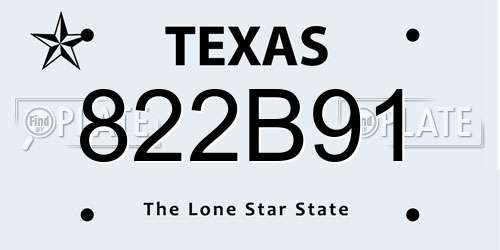 822B91 Texas License Plate