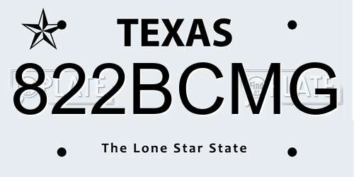 822BCMG Texas License Plate