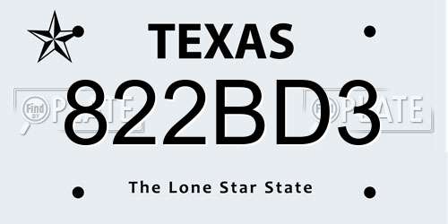 822BD3 Texas License Plate