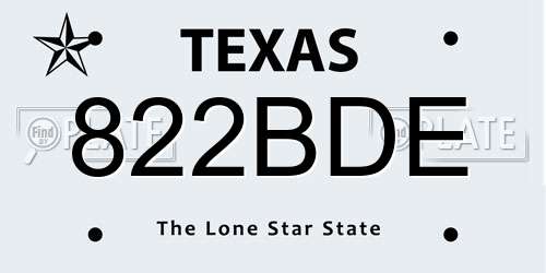 822BDE Texas License Plate