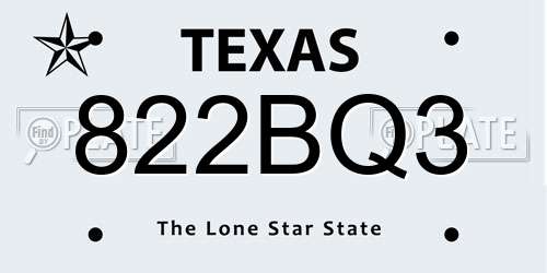 822BQ3 Texas License Plate