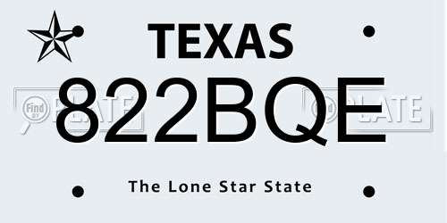 822BQE Texas License Plate