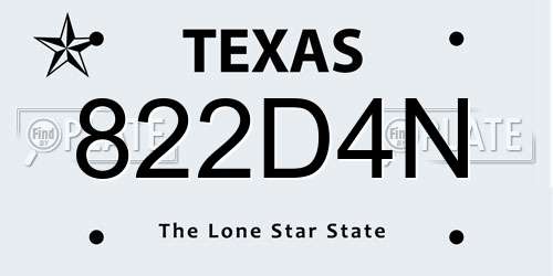 822D4N Texas License Plate