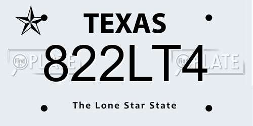 822LT4 Texas License Plate