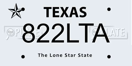 822LTA Texas License Plate
