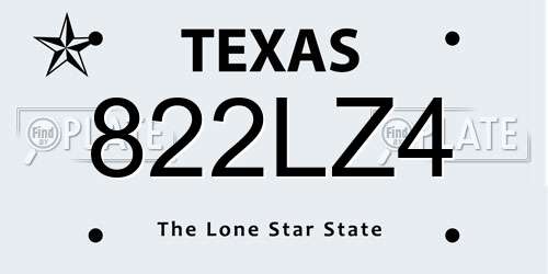 822LZ4 Texas License Plate