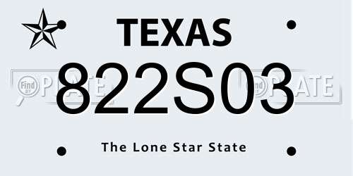 822S03 Texas License Plate
