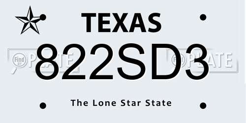 822SD3 Texas License Plate