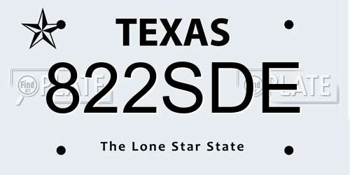 822SDE Texas License Plate