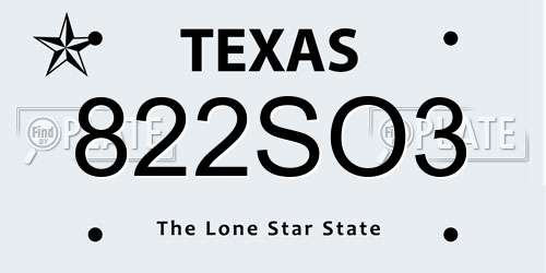 822SO3 Texas License Plate