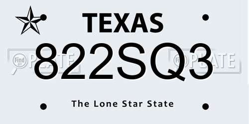 822SQ3 Texas License Plate