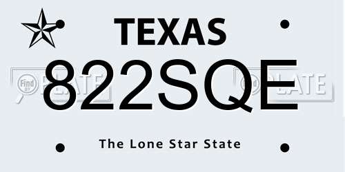 822SQE Texas License Plate