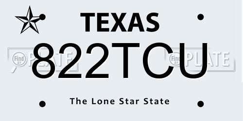 822TCU Texas License Plate