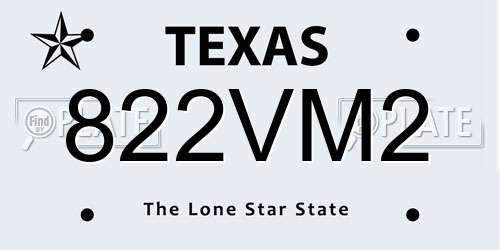 822VM2 Texas License Plate
