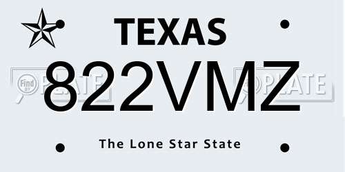 822VMZ Texas License Plate