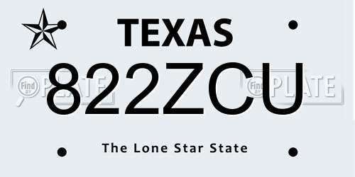 822ZCU Texas License Plate