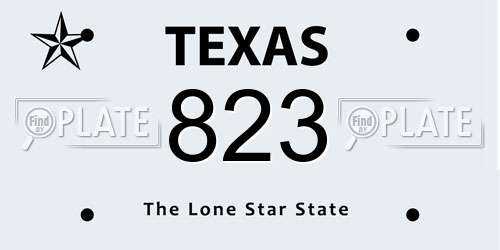 823 Texas License Plate