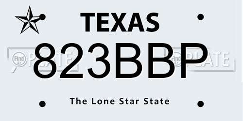 823BBP Texas License Plate