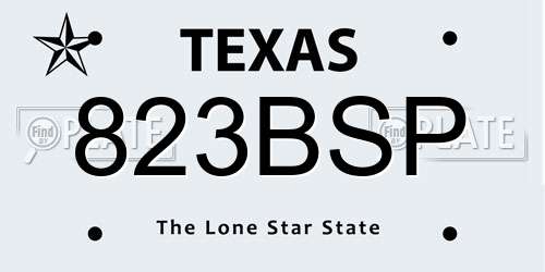 823BSP Texas License Plate