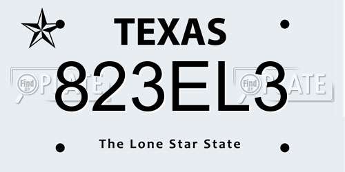 823EL3 Texas License Plate