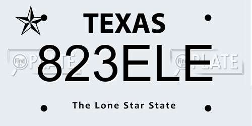 823ELE Texas License Plate