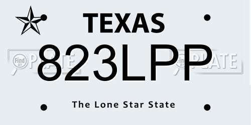 823LPP Texas License Plate