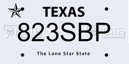 823SBP Texas License Plate