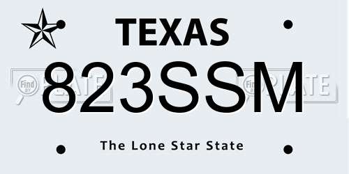823SSM Texas License Plate