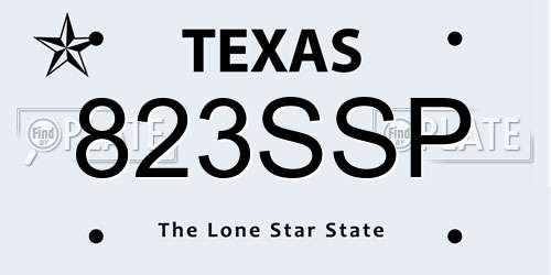 823SSP Texas License Plate