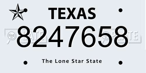 8247658 Texas License Plate