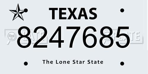 8247685 Texas License Plate