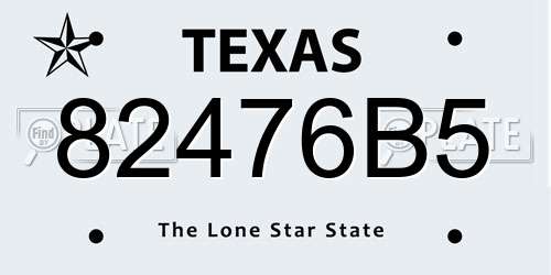 82476B5 Texas License Plate