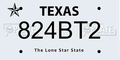 824BT2 Texas License Plate