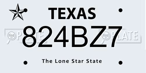 824BZ7 Texas License Plate