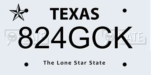 824GCK Texas License Plate
