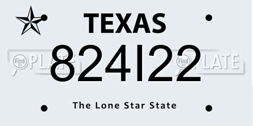 824I22 Texas License Plate