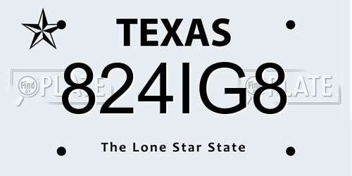 824IG8 Texas License Plate