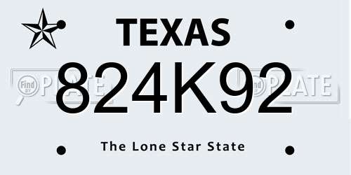 824K92 Texas License Plate