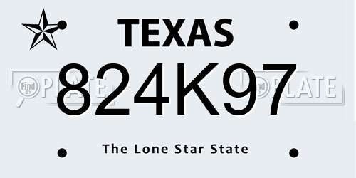 824K97 Texas License Plate