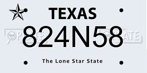 824N58 Texas License Plate