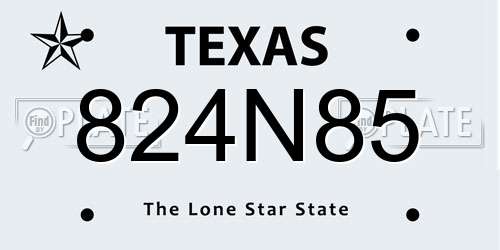 824N85 Texas License Plate