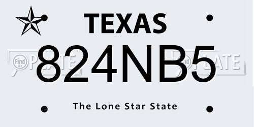 824NB5 Texas License Plate