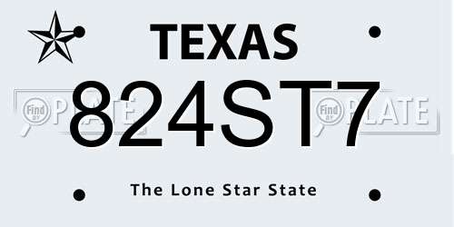 824ST7 Texas License Plate