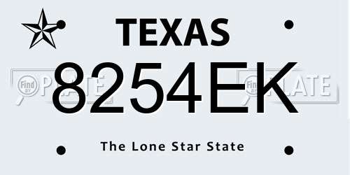 8254EK Texas License Plate