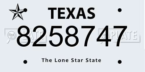 8258747 Texas License Plate