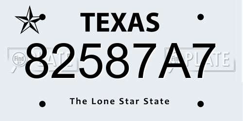 82587A7 Texas License Plate