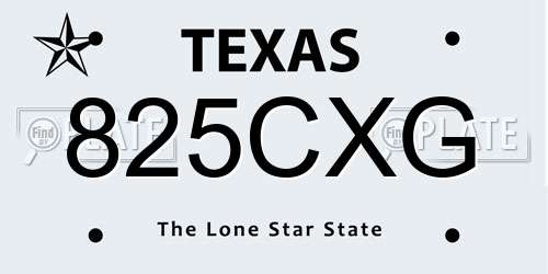 825CXG Texas License Plate