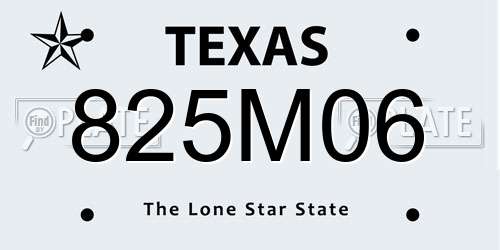825M06 Texas License Plate