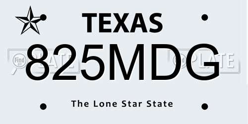 825MDG Texas License Plate