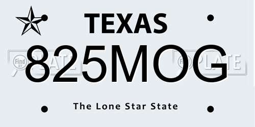 825MOG Texas License Plate